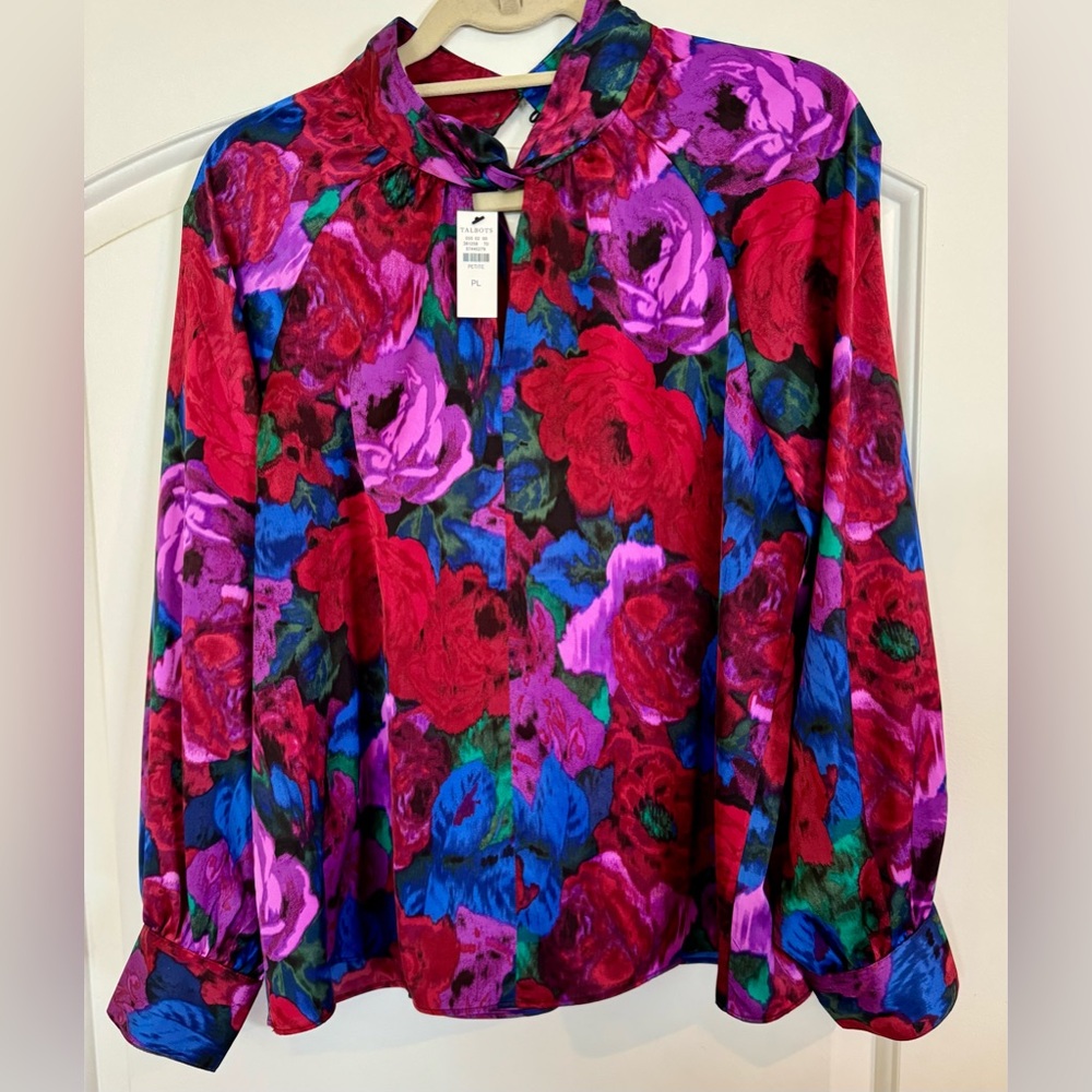 Floral Multicolor Satin like Talbots Women's Top LP